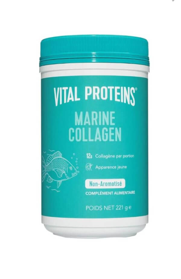 Complément alimentaire Marine Collagen Vital Proteins pour peau, cheveux et bien-être intérieur.